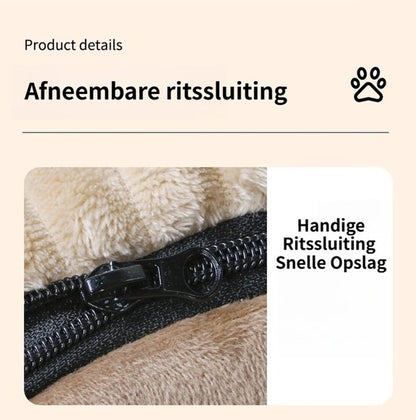 Hondenmand & Kattenhuis - 43*39*37CM - Luxe Huisdierbed - Opvouwbaar tot Sofa- Met Uitneembaar Kussen&Handvat - Wasbaar & Anti-slip - voor Middelgrote & Kleine Honden - Geschikt voor Alle Kittens - Indoor Iglo Slaapplek - Winter Warme Slaapzak -Beige