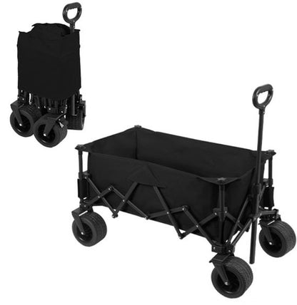 Bolderkar Opvouwbaar 135L - Extra Sterke Bolderwagen tot 150KG - Met Dubbele Rem & Telescopische Trekstang - Compact Inklapbare Strandkar met 360° Wielen - All-Terrain Trekkar voor Camping & Boodschappen - Bolderkarren Inclusief opbergtas - Zwart
