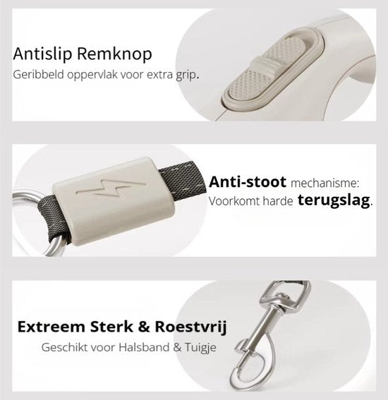 Uitschuifbare Hondenriem 5M (Tot 40KG) - Hondenlijn uittrekbaar - Automatische hondenriem - Rollijn - Anti-klit - Ergonomisch Handvat met Remsysteem - RVS Sluiting - Quick Lock Functie - Groen