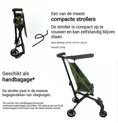 Lichtgewicht Buggy & Reisbuggy - Compacte Kinderwagen - Oersterk Aluminium Frame - Geschikt als Handbagage Vliegtuig - Tot 30kg Draagkracht - Eenhands Inklapbaar - Stabiel 4-Wiel Design & Anti-Schok - Ideaal voor Camping & Auto - Groen