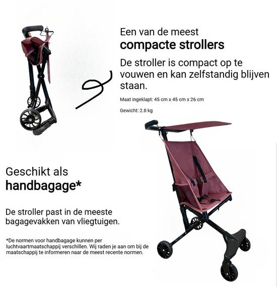 Lichtgewicht Buggy & Reisbuggy - Compact inklapbaar Kinderwagen - Opvouwbaar Wandelwagen - Tot 30kg Draagkracht - Stabiel 4-Wiel Design & Anti-Schok - Ideaal voor Camping & Auto - Oersterk Aluminium Frame - Eenhands Inklapbaar - Roze