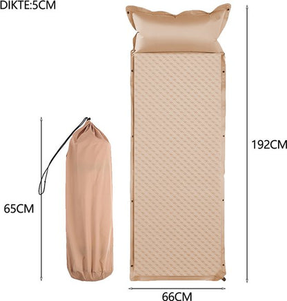 Zelfopblazende Slaapmat - 192x66 cm Extra Breed - 5 cm Dikte - Incl. Stofvrije Hoes - Comfortabe - Opvouwbaar Kamperen - Logeermatras - 1-Persoons - Kaki