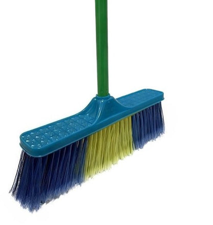 Clean bezem met Lange Steel - 134x32 cm - Professionele Kamerbezem voor Parket, Laminaat & PVC - Anti-Statische Vloerveger - Verwijdert Dierenharen & Stof - Ergonomische Huisbezem - Krasvrije Vloerborstel voor Woonkamer & Keuken - Blauw
