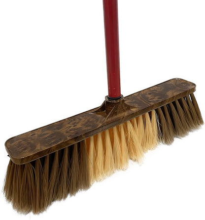 Zachte Binnenbezem met Steel 134x48cm - Parketborstel & Laminaatbezem - Houten Design - Antikras Vloerveger - Stofbezem voor Woonkamer & Kantoor - Zachte PP Borstelharen - Duurzame Veger voor Harde Vloeren - Houten Design - Bruin/Geel