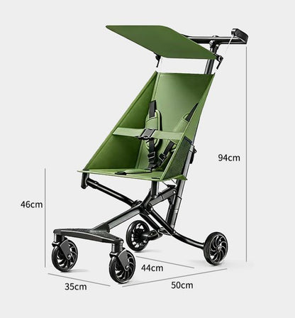 Lichtgewicht Buggy & Reisbuggy - Compacte Kinderwagen - Oersterk Aluminium Frame - Geschikt als Handbagage Vliegtuig - Tot 30kg Draagkracht - Eenhands Inklapbaar - Stabiel 4-Wiel Design & Anti-Schok - Ideaal voor Camping & Auto - Groen
