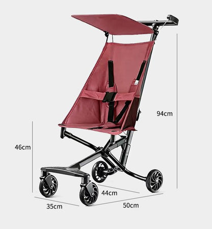 Lichtgewicht Buggy & Reisbuggy - Compact inklapbaar Kinderwagen - Opvouwbaar Wandelwagen - Tot 30kg Draagkracht - Stabiel 4-Wiel Design & Anti-Schok - Ideaal voor Camping & Auto - Oersterk Aluminium Frame - Eenhands Inklapbaar - Roze
