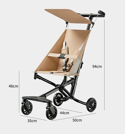 Lichtgewicht Buggy & Reisbuggy - Compact inklapbaar Kinderwagen - Opvouwbaar Wandelwagen - Tot 30kg Draagkracht - Stabiel 4-Wiel Design & Anti-Schok - Ideaal voor Camping & Auto - Oersterk Aluminium Frame - Eenhands Inklapbaar - Beige