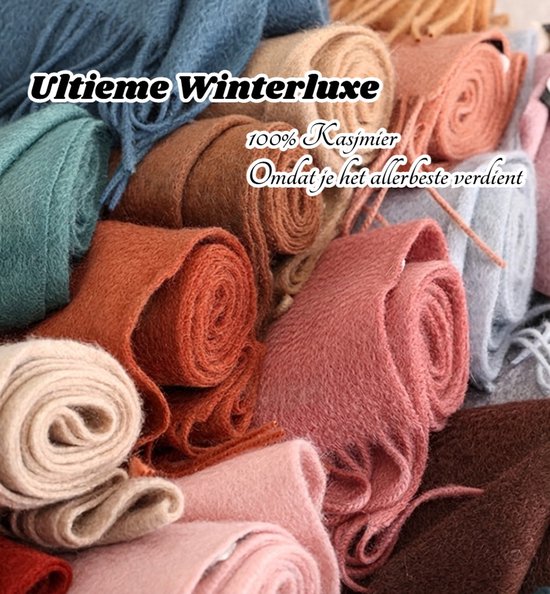 100% Cashmere Sjaal Dames - Zachte Kasjmier Wintersjaal in Chique Geschenkverpakking - Premium Kwaliteit met Waterrimpel Glans - Warm & Stijlvol - Verjaardag Cadeau voor Vrouwen - Cacaobruin