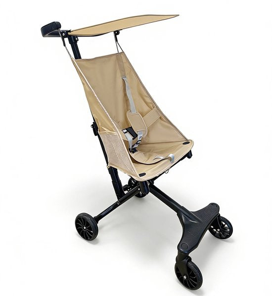 Lichtgewicht Buggy & Reisbuggy - Compact inklapbaar Kinderwagen - Opvouwbaar Wandelwagen - Tot 30kg Draagkracht - Stabiel 4-Wiel Design & Anti-Schok - Ideaal voor Camping & Auto - Oersterk Aluminium Frame - Eenhands Inklapbaar - Beige
