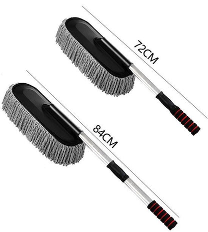 Autowasborstel & Sneeuwborstel met Telescopische Steel (84 cm) - Premium Microvezel Wasborstel - 100% Krasvrij & Zacht - Multifunctionele Auto Stoffer & Duster - Uitschuifbare Sneeuwveger voor Winter - Voor Auto, SUV, Caravan, Boot & Camper