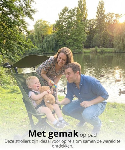 Lichtgewicht Buggy & Reisbuggy - Compacte Kinderwagen - Oersterk Aluminium Frame - Geschikt als Handbagage Vliegtuig - Tot 30kg Draagkracht - Eenhands Inklapbaar - Stabiel 4-Wiel Design & Anti-Schok - Ideaal voor Camping & Auto - Groen