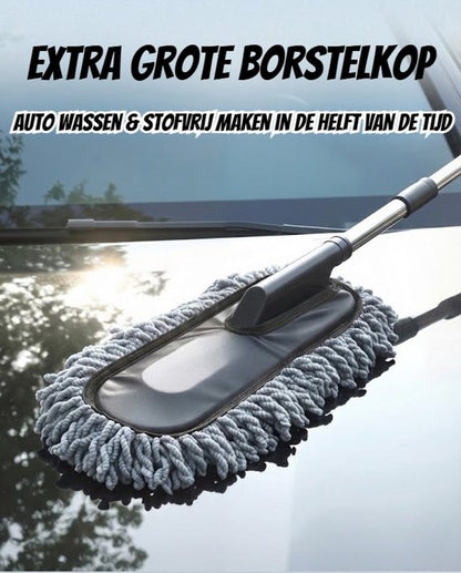 Autowasborstel & Sneeuwborstel met Telescopische Steel (84 cm) - Premium Microvezel Wasborstel - 100% Krasvrij & Zacht - Multifunctionele Auto Stoffer & Duster - Uitschuifbare Sneeuwveger voor Winter - Voor Auto, SUV, Caravan, Boot & Camper