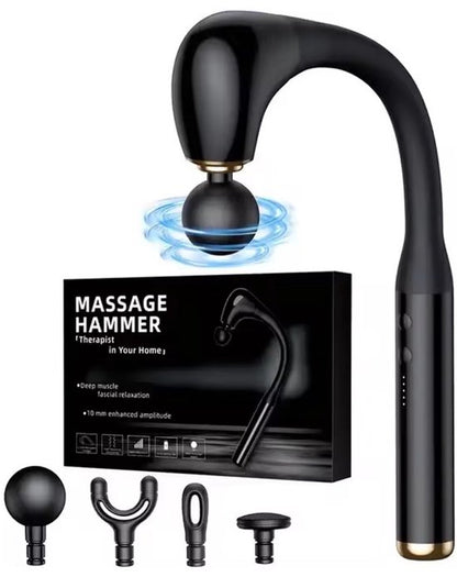 Massage Gun met Verlengd Handvat - Diepe Spiermassage & Percussie Massage - Professioneel Spiermassageapparaat voor Rug, Nek & Schouders - U-vormig & Ergonomisch Design - Draadloos Massagepistool - 4 Opzetstukken - Krachtig Spierherstel & Ontspanning