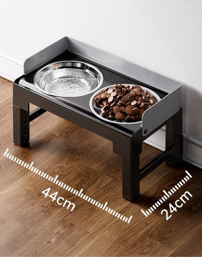 Verhoogde anti-schrokbak hond - 5 Hoogtes (21-29cm) - Anti-Schrokbak - RVS Waterbak & Spatrand - BPA-Vrij - Betere Spijsvertering en Nekbescherming - Anti-Knoei Hondenvoerbak - Gemakkelijk Reinigbaar - Zwart
