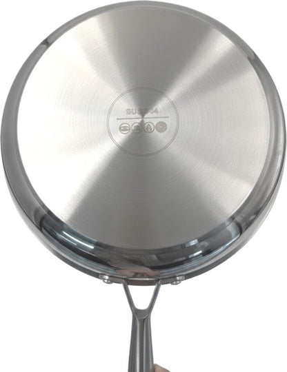 RVS Koekenpan Ø 26 cm - PFAS & PTFE vrij - RVS Honingraat Anti-Aanbakpan (Hybrid) – Krasbestendig & Slijtvast – Geschikt voor Inductie, Gas & Oven – Met RVS Handgreep – Hoge Rand (6 cm) – Roestvrij Stalen Bakpan –Vaatwasserbestendig