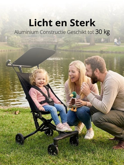 Lichtgewicht Buggy & Reisbuggy - Compact inklapbaar Kinderwagen - Opvouwbaar Wandelwagen - Tot 30kg Draagkracht - Stabiel 4-Wiel Design & Anti-Schok - Ideaal voor Camping & Auto - Oersterk Aluminium Frame - Eenhands Inklapbaar - Zwart