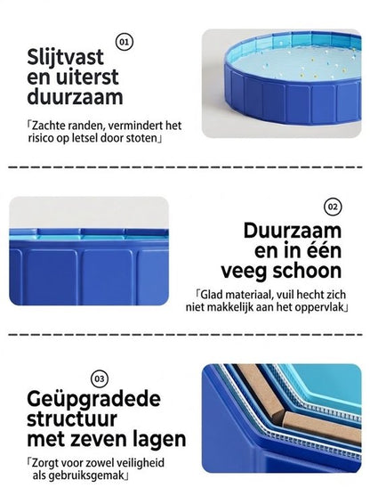 Opvouwbaar Hondenzwembad & Kinderzwembad - ⌀120x30 CM - 7-Laags Versterkt PVC - Kraswerend & Lekvrij - Inclusief Afvoerventiel - Voor Honden tot 90 kg - Stevig Hondenbadje en Peuterbad voor Buiten in de Tuin - Draagbaar Huisdierenzwembad