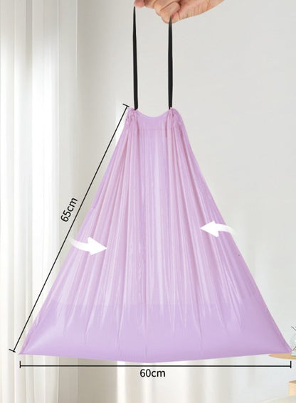 Paarse Vuilniszakken met Trekkoord - 45 Liter 100 Stuks - 65 x 60 cm - Extra Dikke Sterk HDPE Afvalzakken - Scheurvast & Lekvrij - Luxe Design - Voor Keuken & Kantoor - Ondoorzichtig & Discreet - Ideaal voor Restafval en Plastic