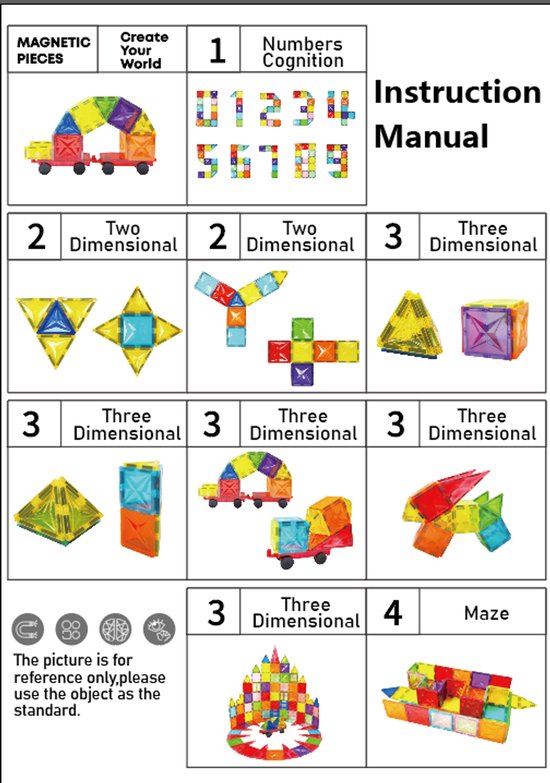 Magnetic Tiles 100 Stuks - Groot Formaat Magnetisch Speelgoed Bouwstenen met Auto & Reuzenrad - Educatief Constructie Speelgoed - Magnetic toys - Montessori 3D Puzzel - Creatief Verjaardag Cadeau voor Jongens & Meisjes 3 Jaar Kinderen