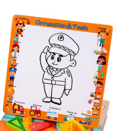 Wooden Career Puzzle - Educational Game Set - 3D Puzzle - 18-piece Wooden Puzzles - Learn Different Professions