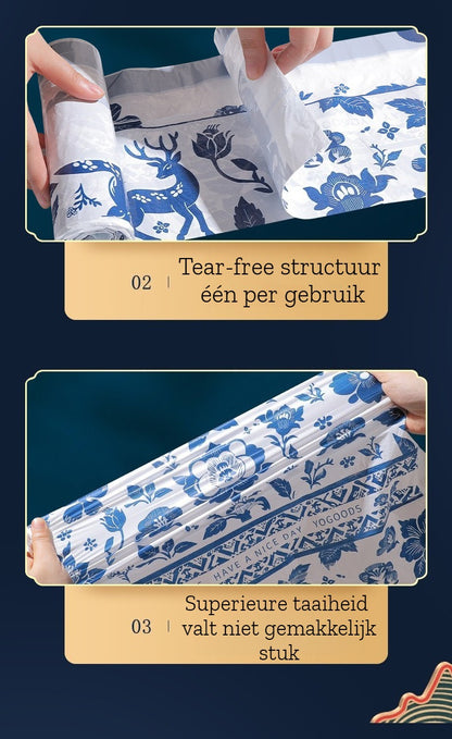 Extra Sterke Afvalzakken met Trekkoord - 20 Liter 87 Stuks - Scheurvaste Vuilniszakken - Stijlvol Delfts Blauw Design - Lekvrij & Extra Dik - Pedaalemmerzakken voor Keuken - 50*60CM- Universele Pasvorm voor Prullenbak - Niet Doorschijnend
