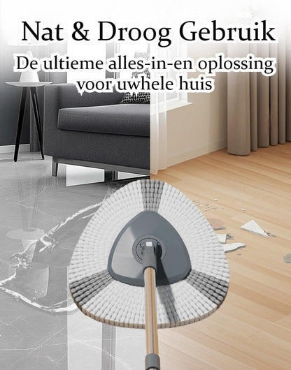Roterend Mopsysteem met Voetpedaal - Dweil - Mopset - Schoon & Vuil Water Scheiding - Dweilset met Emmer & 2 Microvezel Doeken - 180° Inklapbare Vloerwisser - RVS Steel - Voor Alle Vloeren - Turbo Wringmechanisme - Ideaal tegen Huisdierharen & Stof