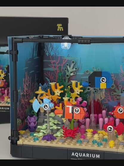 Aquarium Bouwstenenset Met Licht 570 pcs - Eco Aquarium Model Speelgoed - Bouwstenen Speelgoed - Aquarium bouwset - Geschikt voor decoratie en educatie 8+ - Educatief Speelgoed - Creatief Knutselpakket - Verjaardag Cadeau voor Jongens & Meisjes